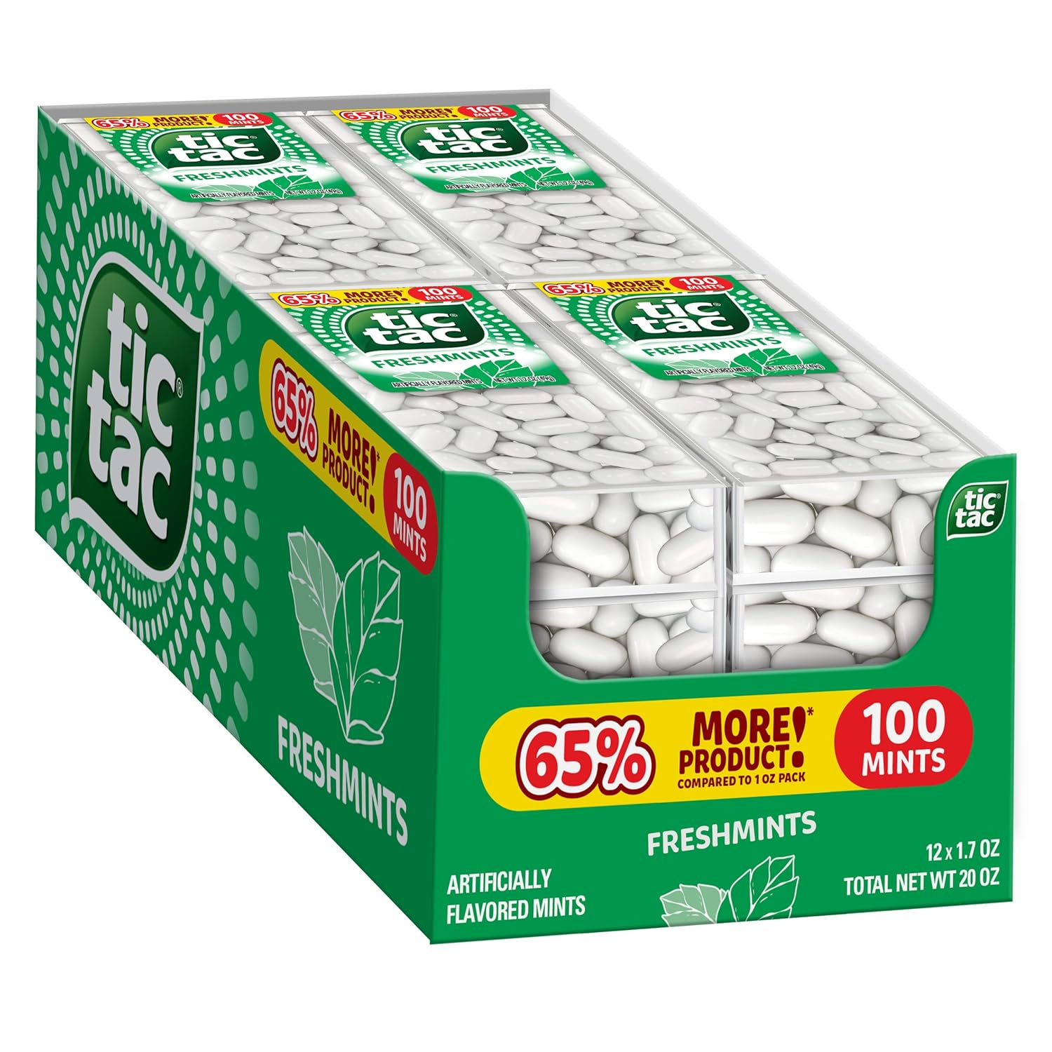 Tic Tac White Freshmint Breath Mints 100 ct 1.7oz 12 Pack