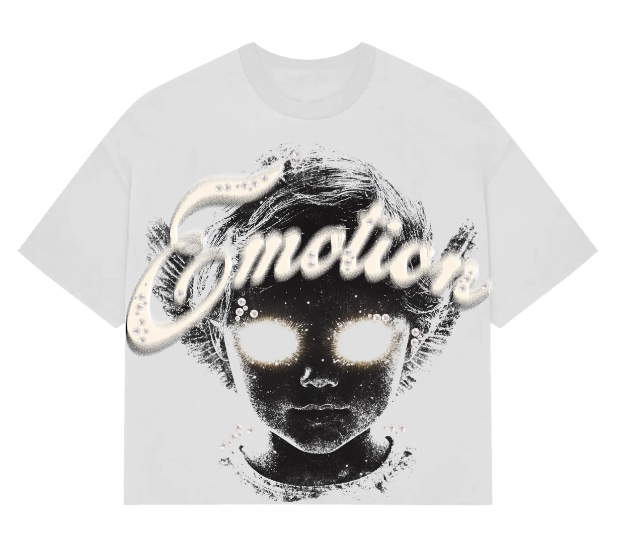 MIXED EMOTION White “Pearl” Cropped Tee