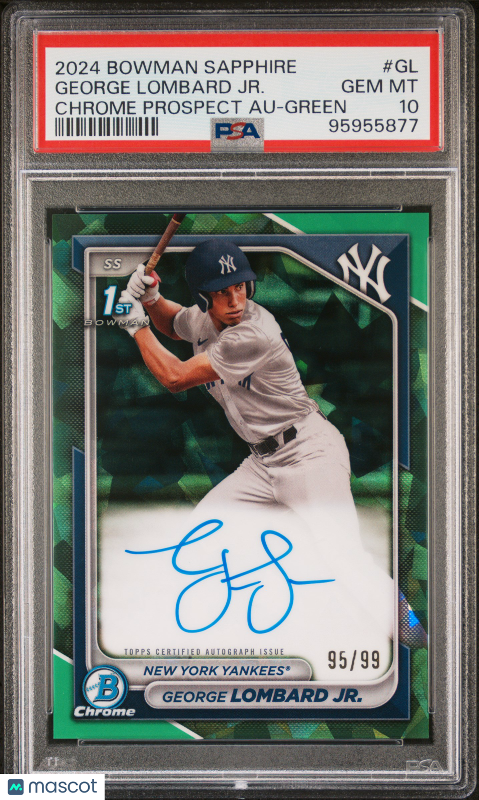 2024 Bowman Chrome Sapphire George Lombard JR. Green Auto /99 PSA 10 #GL
