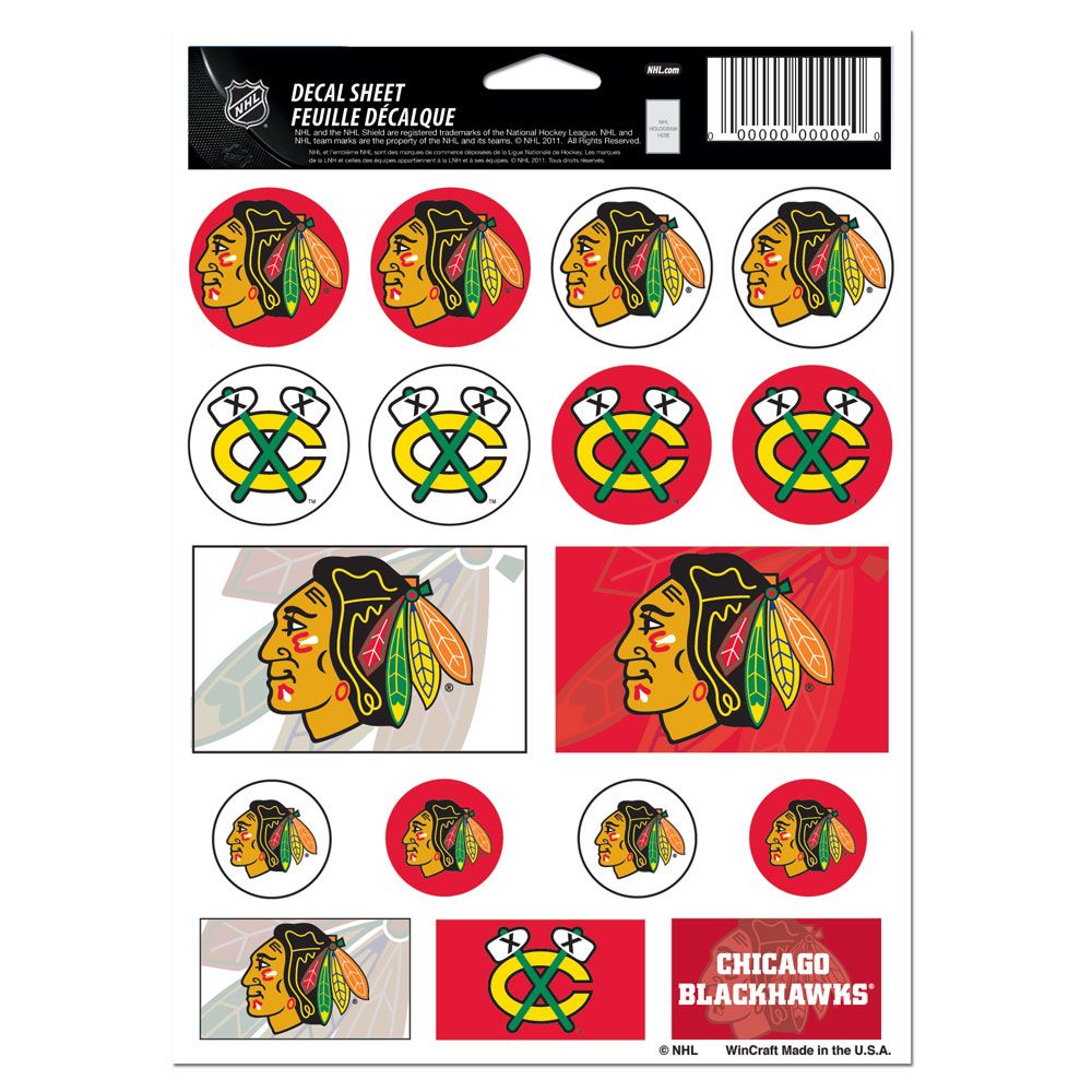 Chicago Blackhawks Vinyl Decal Sheet 5x7"