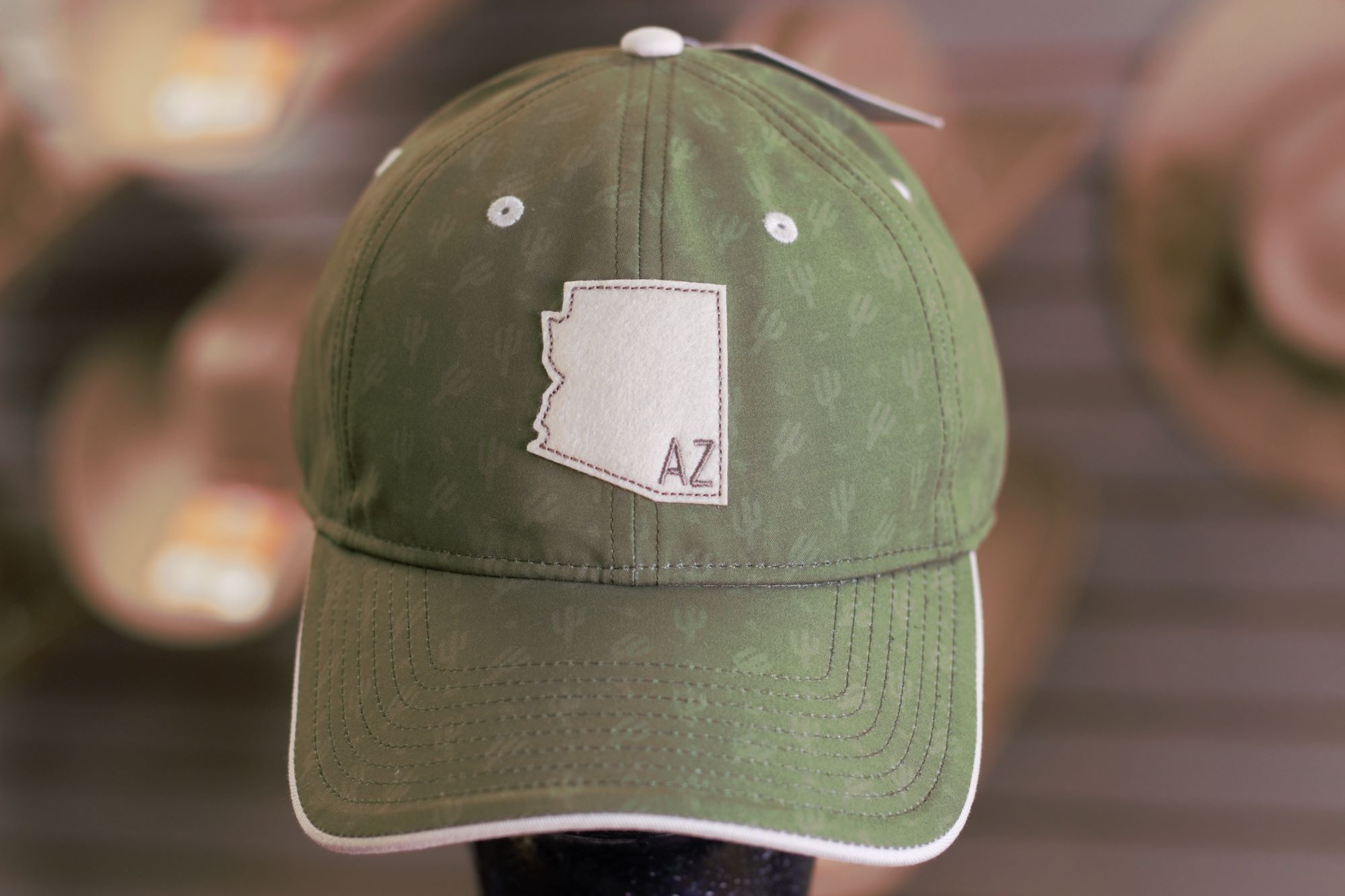 Olive green cap-cactus pattern