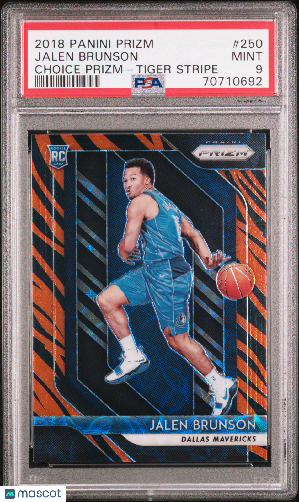 2018 Panini Prizm Jalen Brunson #250 Choice Tiger Stripe PSA 9
