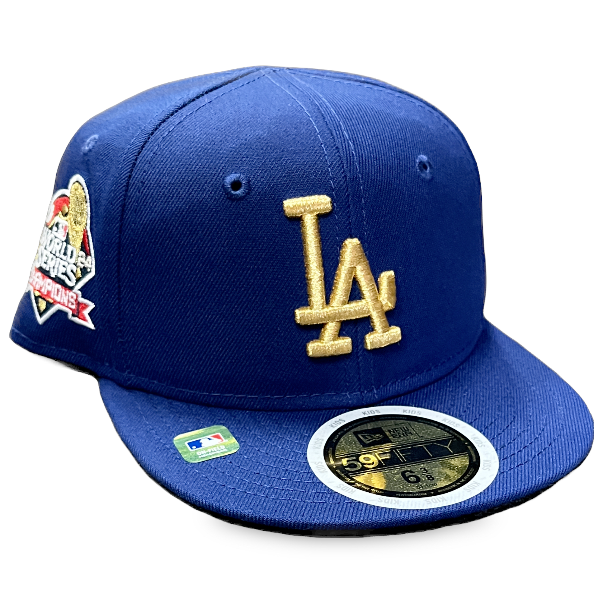 Los Angeles Dodgers Kids 2024 World Series Champions Gold Collection New Era 59FIFTY Authentic nfield Hat