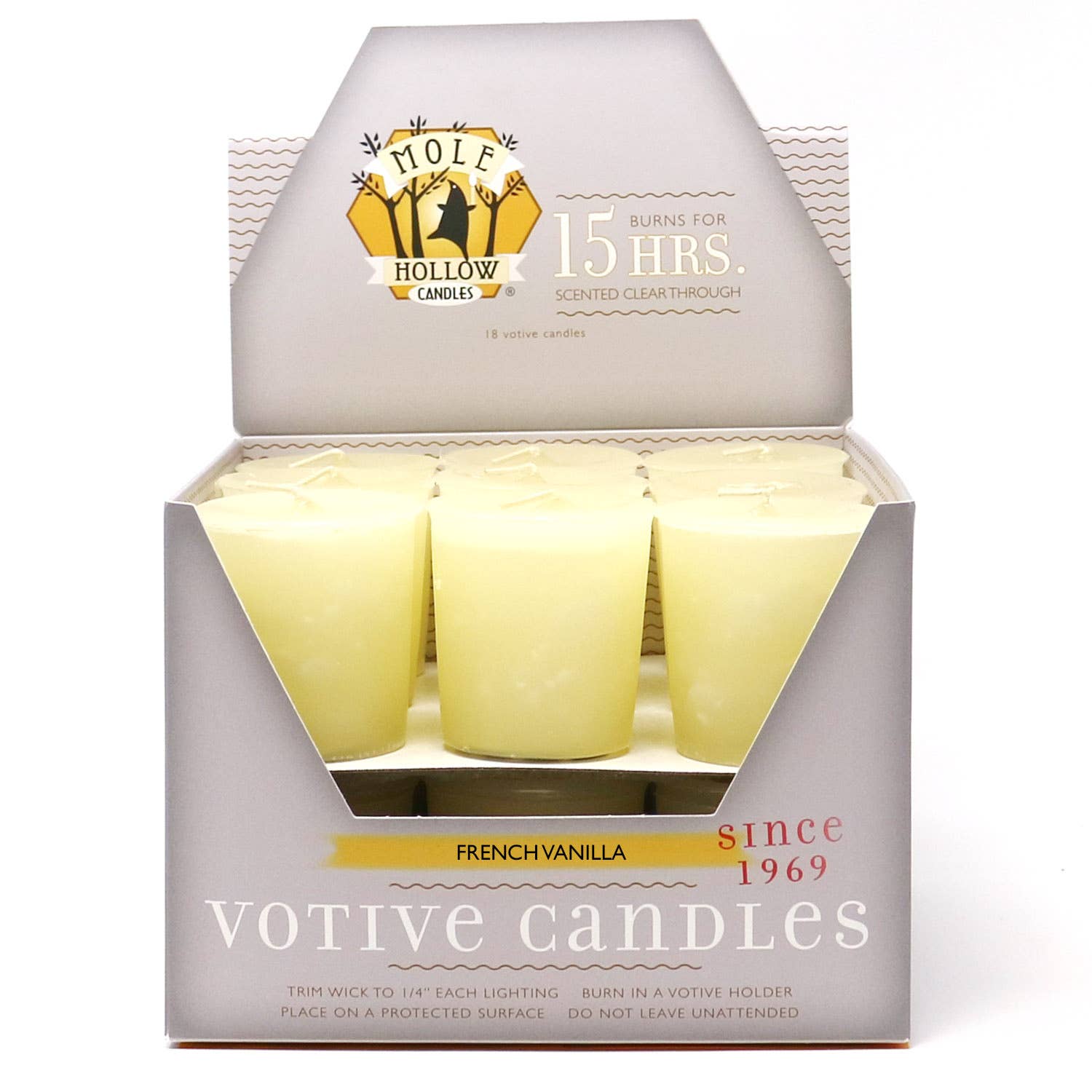 French Vanilla Scented Votive Candles, Box of 18