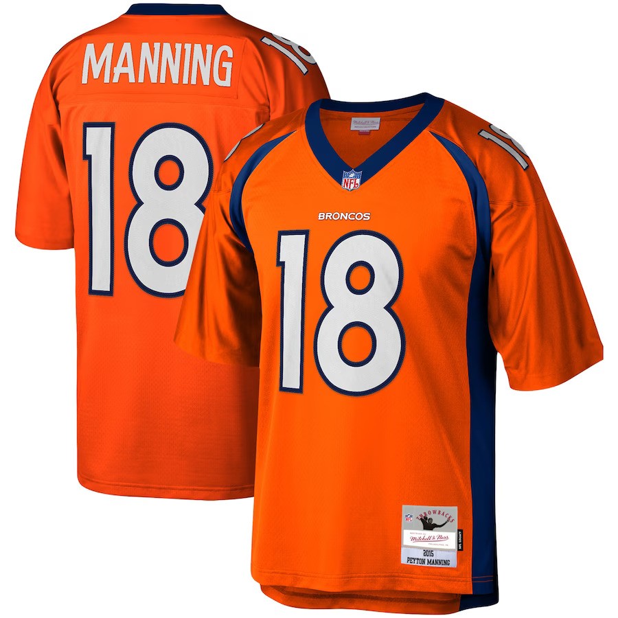 Denver Broncos 2015 Peyton Manning Orange Mitchell and Ness Jersey