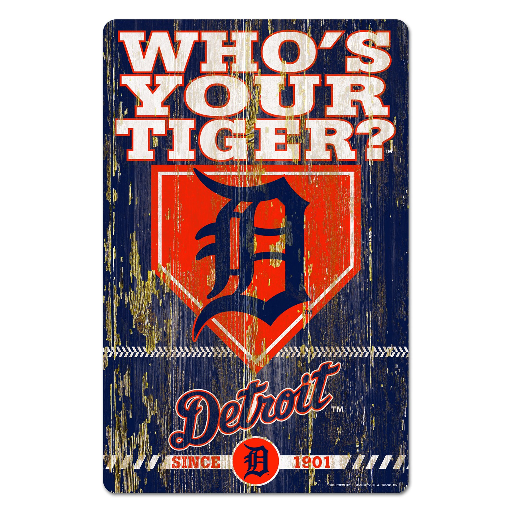 Detroit Tigers Wood Slogan Sign 11x17"