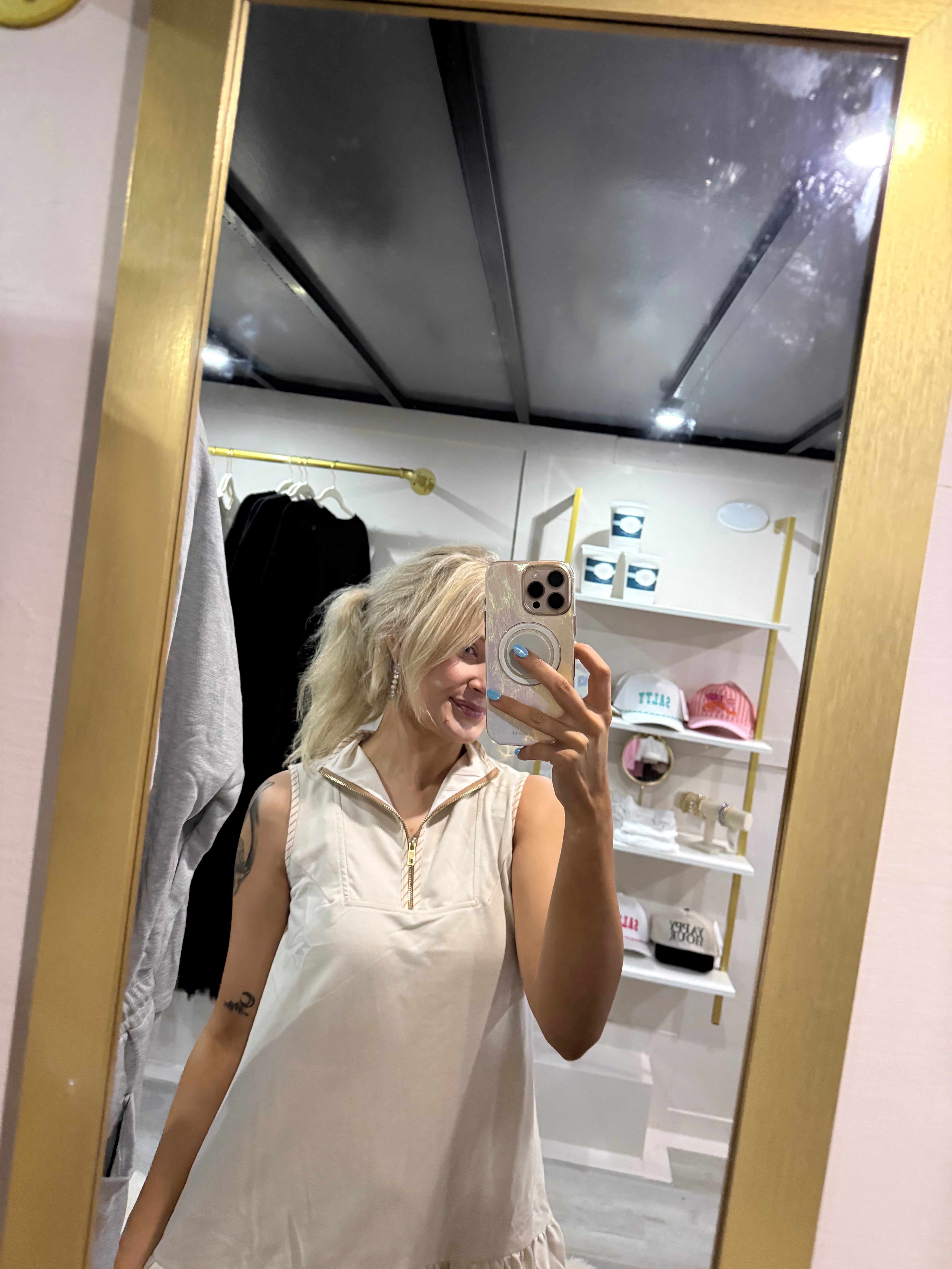 Natural Half Zip Dress