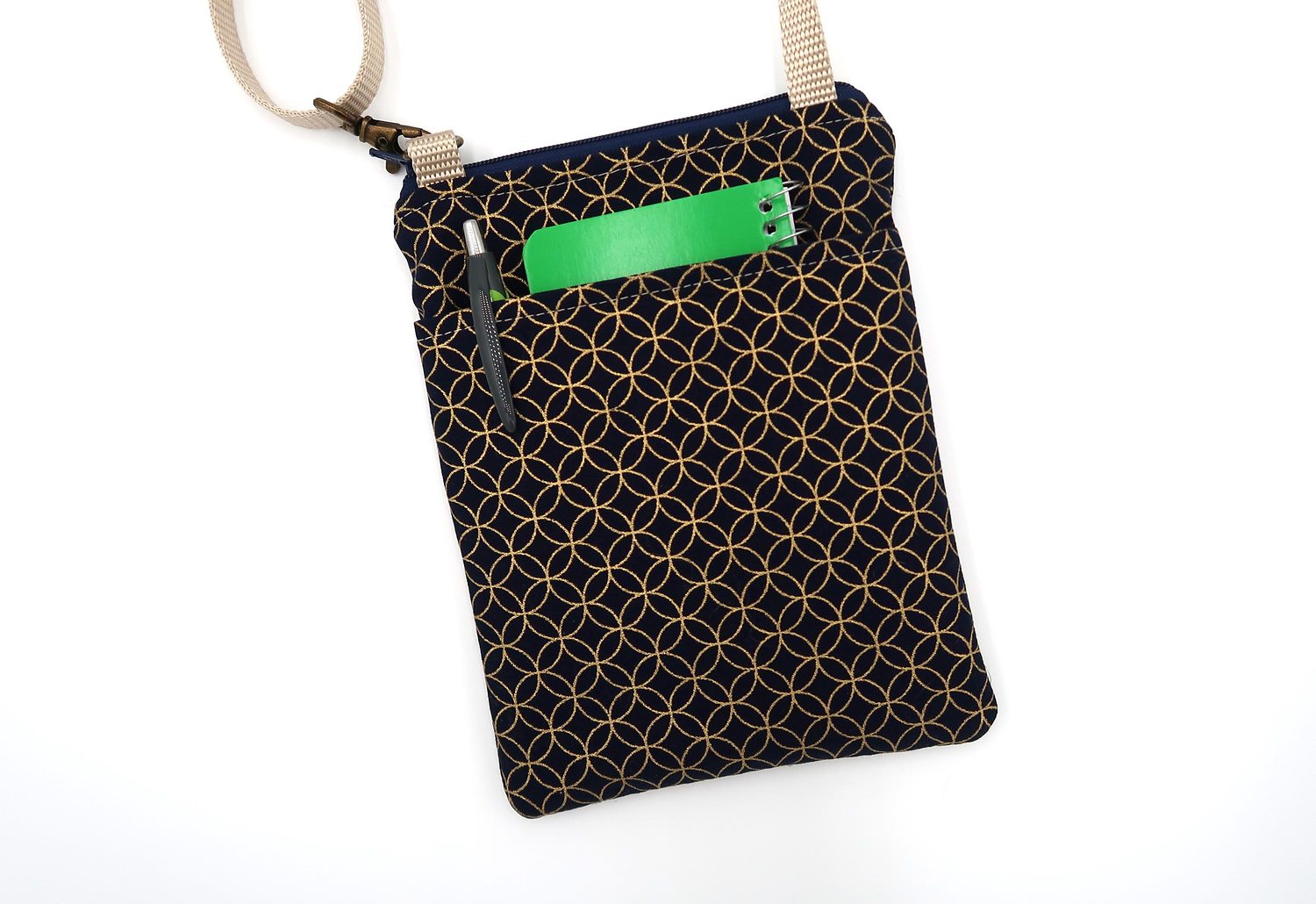 Small Crossbody Bag – Shippo Navy & Gold, photo 6 of 6