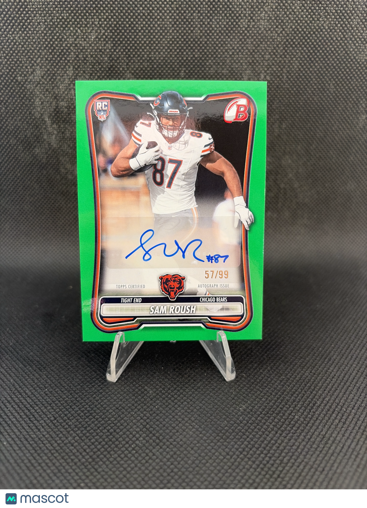 2026 Bowman Football Sam Roush RC Green Auto /99
