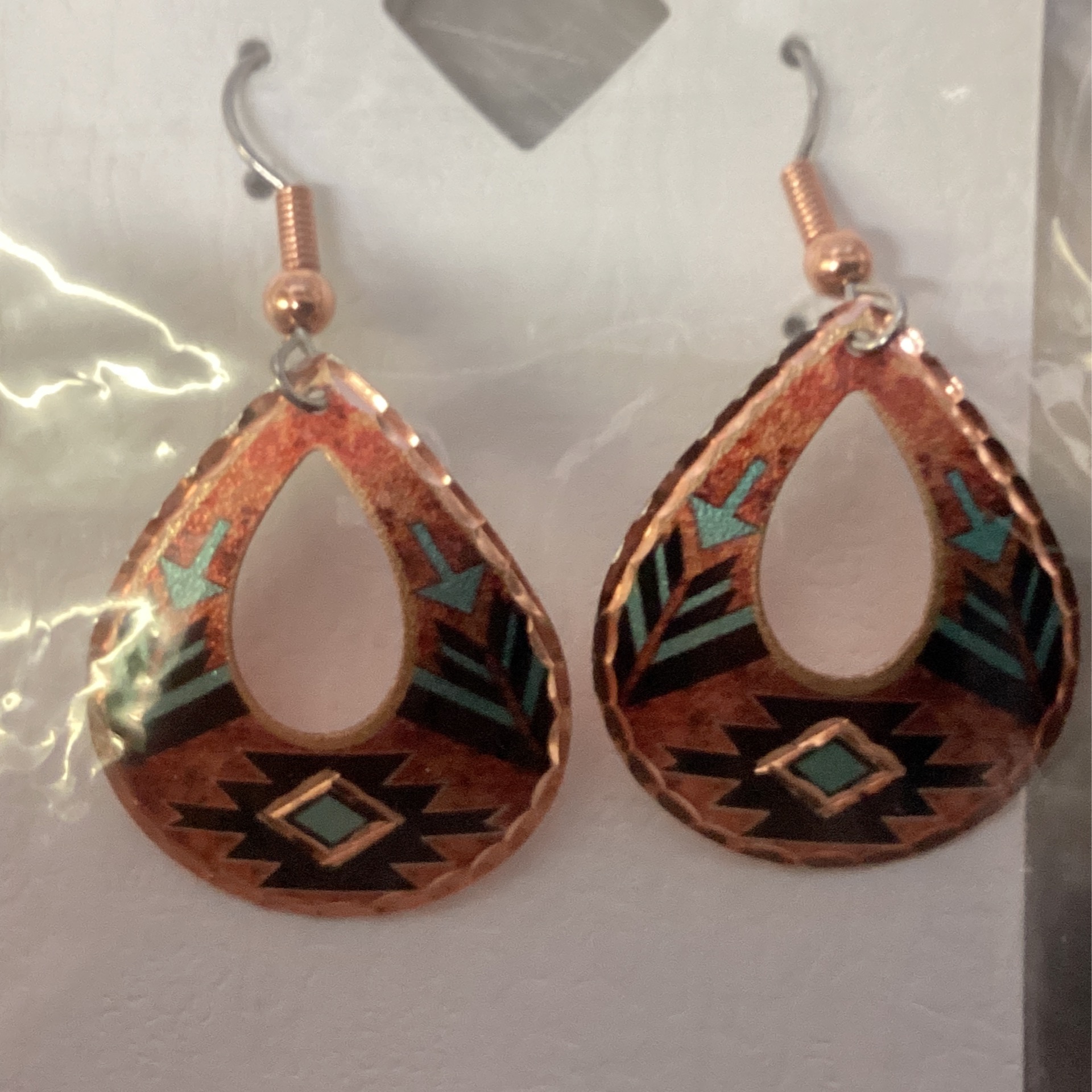 Clrful Burned Red/Aqua Earrings