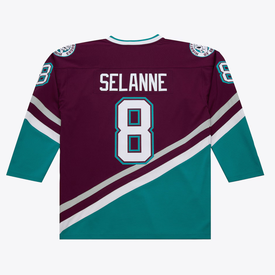 Anaheim Ducks 1996 Teemu Selanne #8 Mitchell and Ness Purple/Teal Power Play Jersey