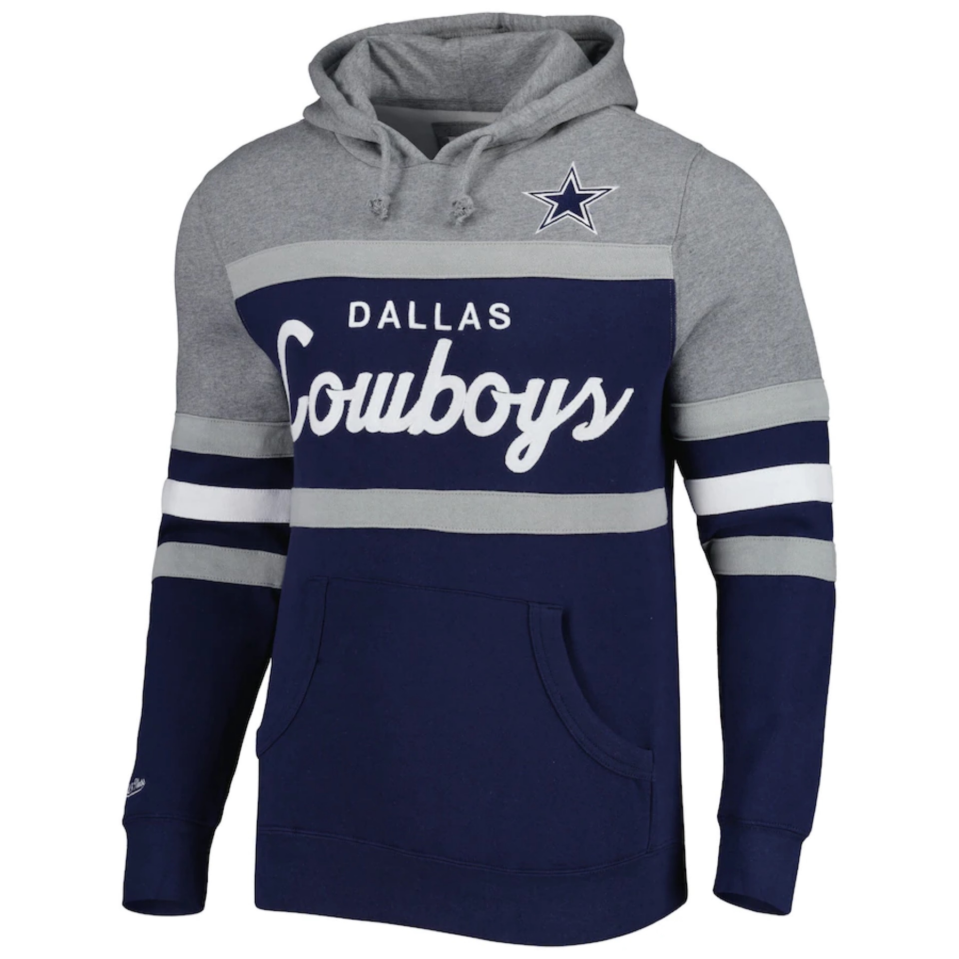 Dallas Cowboys Retro Script Mitchell and Ness Hooded Sweatshirt