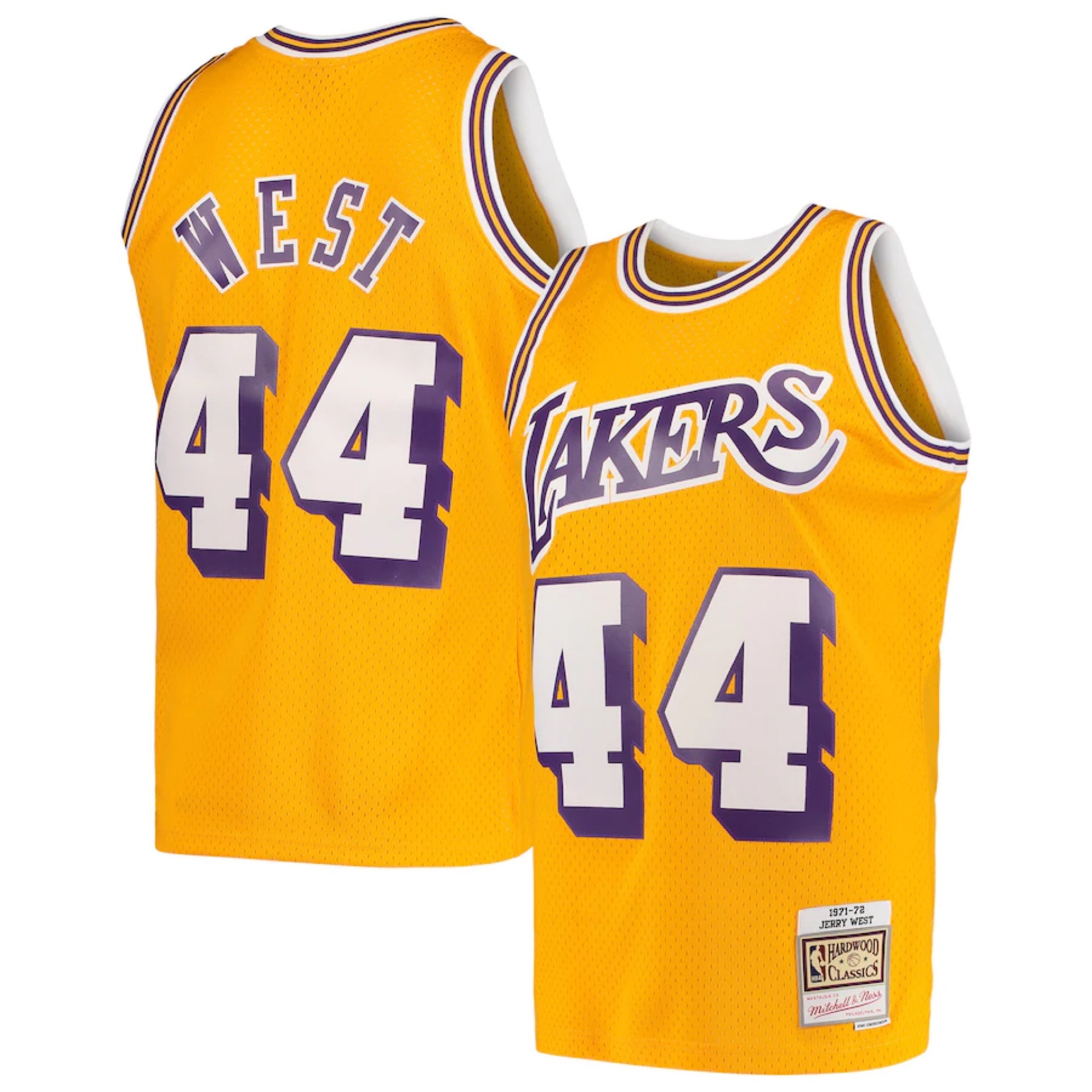 Los Angeles Lakers Jerry West 1971-72 Gold Mitchell and Ness Swingman Jersey