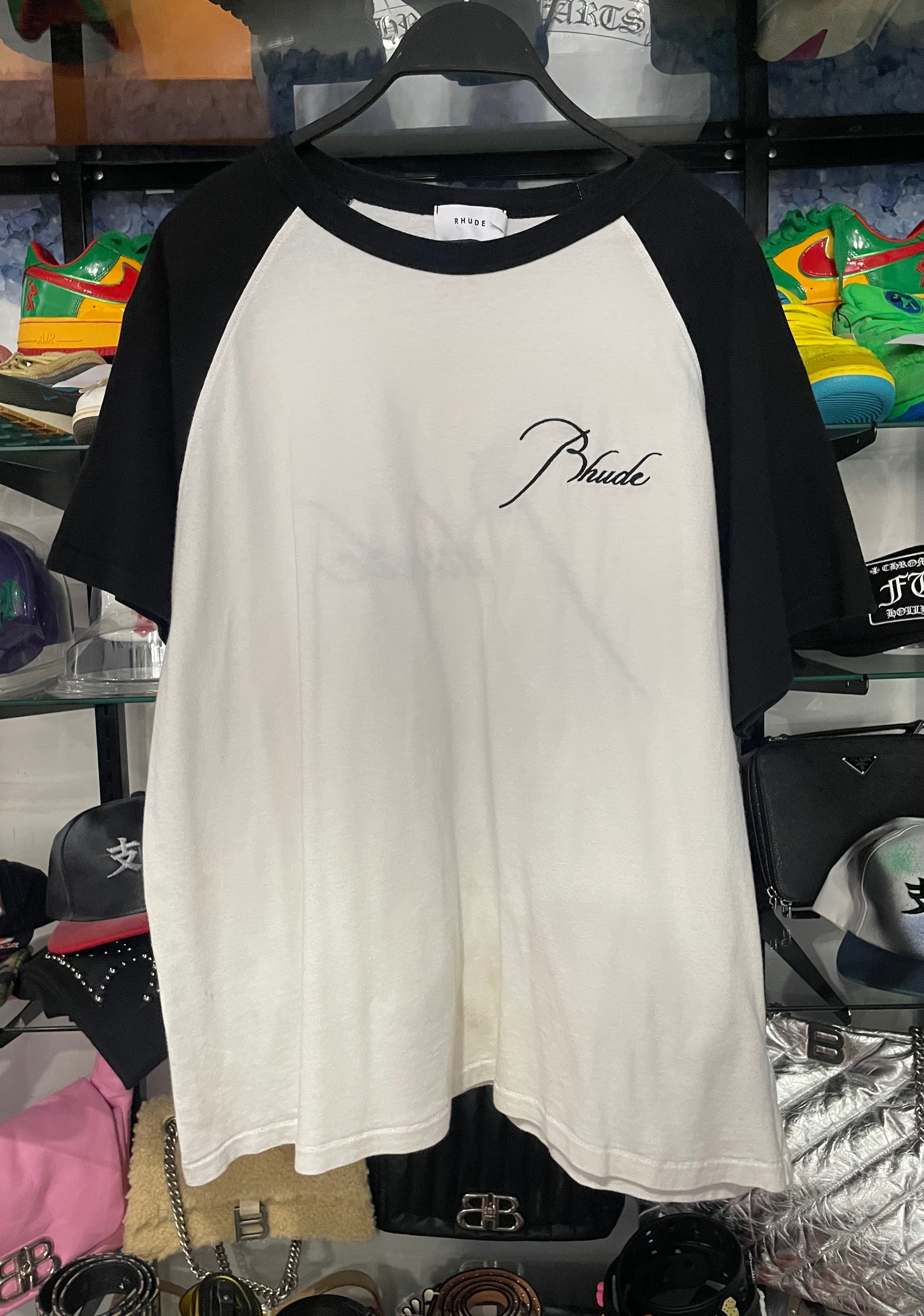Rhude black and white back and front logo size M (used)