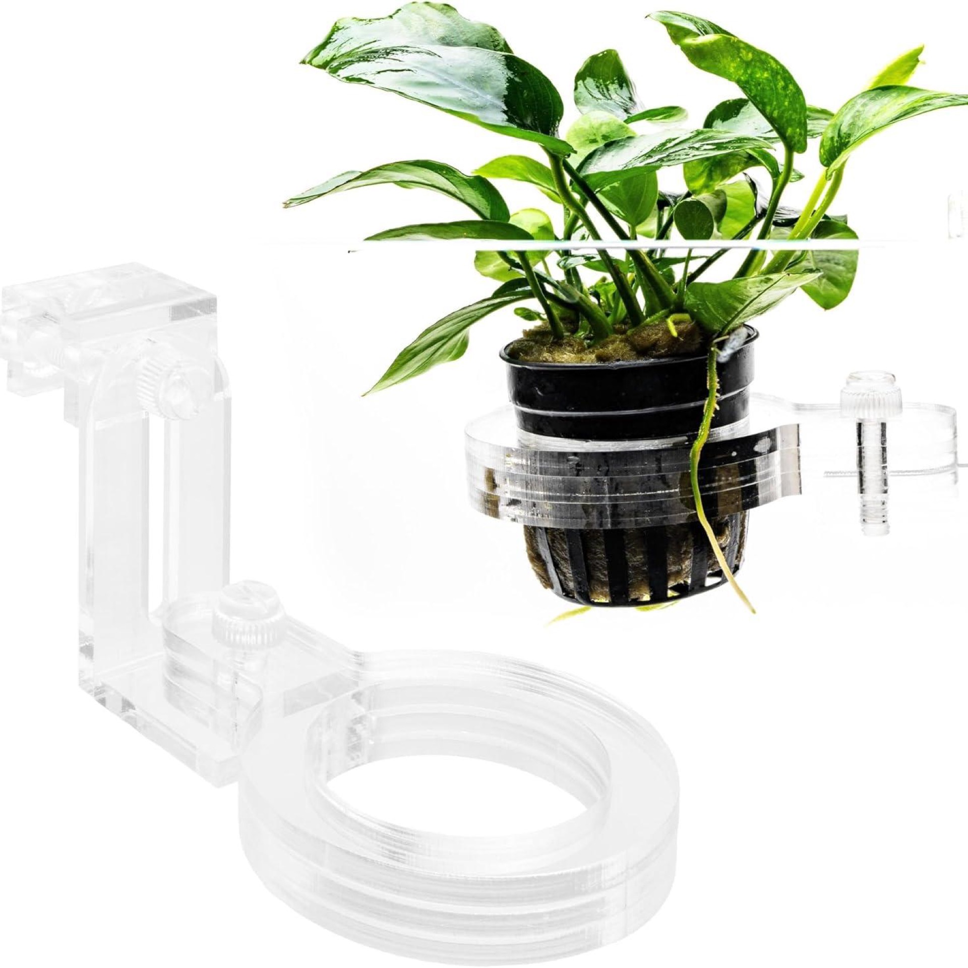 Ultum Nature Systems Hydro Pot Holder – Clear Adjustable Acrylic Aquarium Plant Holder