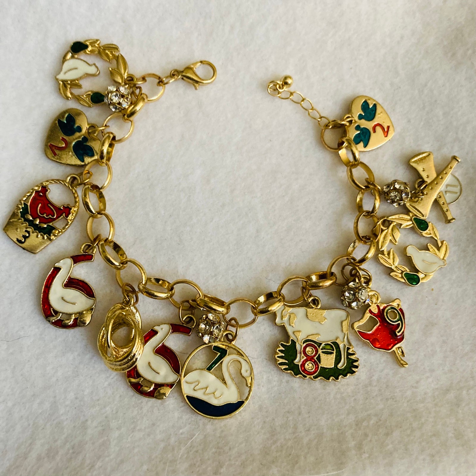 12 Days Of Christmas Theme Goldtone Bracelet