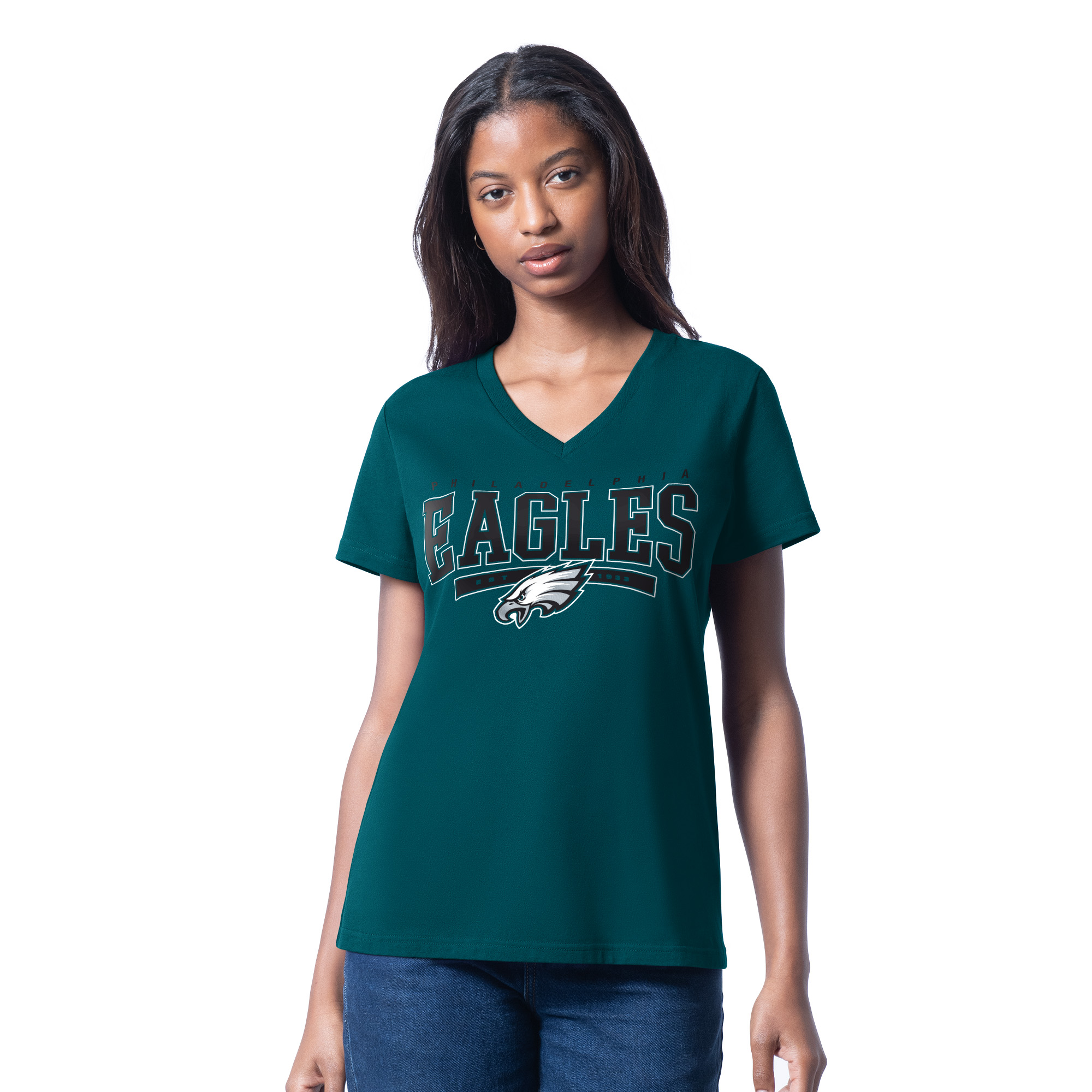 Philadelphia Eagles Ladies Ladies Heather Green g-III Endzone Shirt