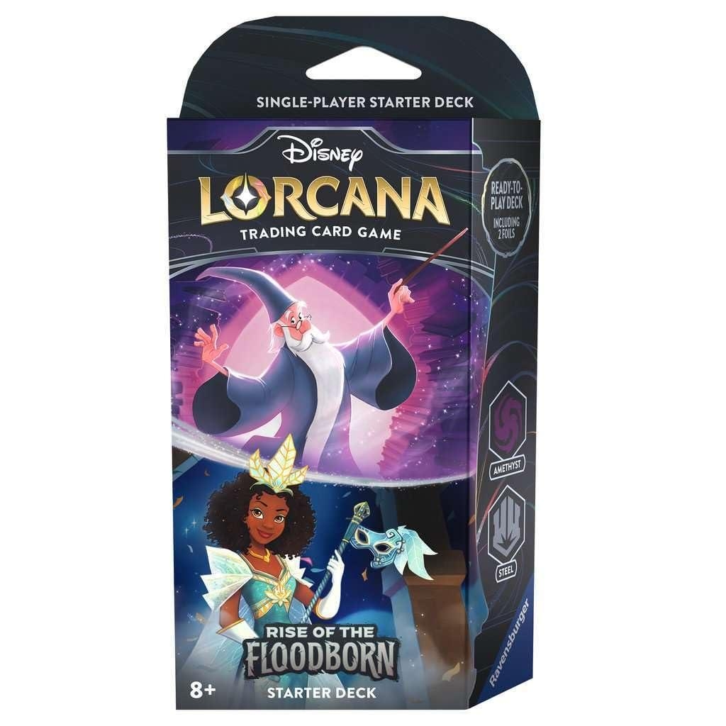 Ravensburger Disney Lorcana: Rise of the Floodborn TCG Starter Deck Amethyst & Steel for Ages 8 and Up