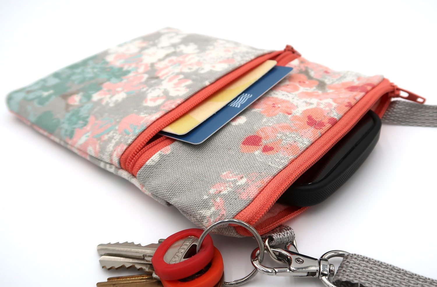 Small Crossbody Bag – Blossoms on Gray, photo 2 of 4