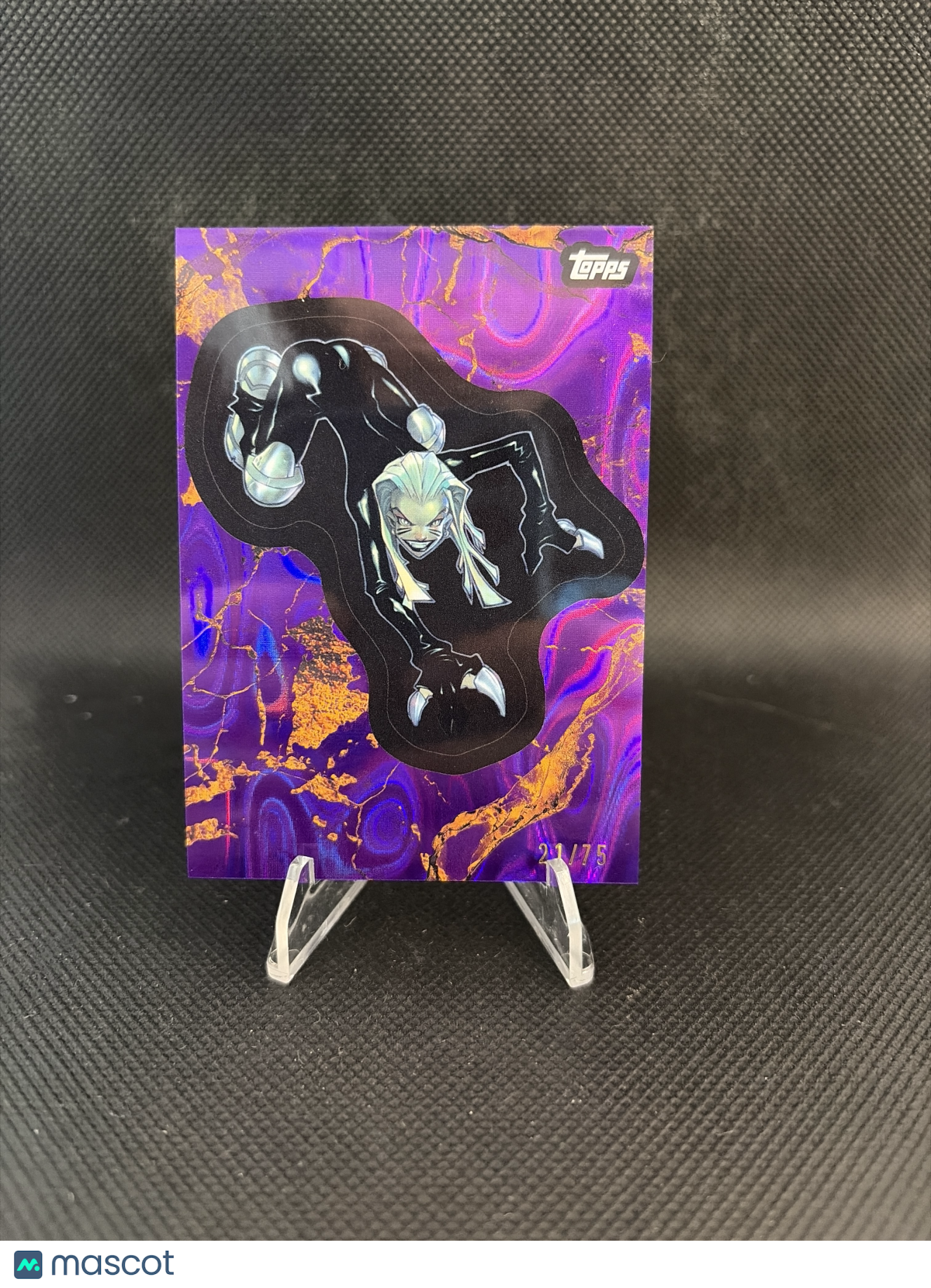 2025 Topps Marvel Comic Book Heroes Black Cat Purple Lava /75