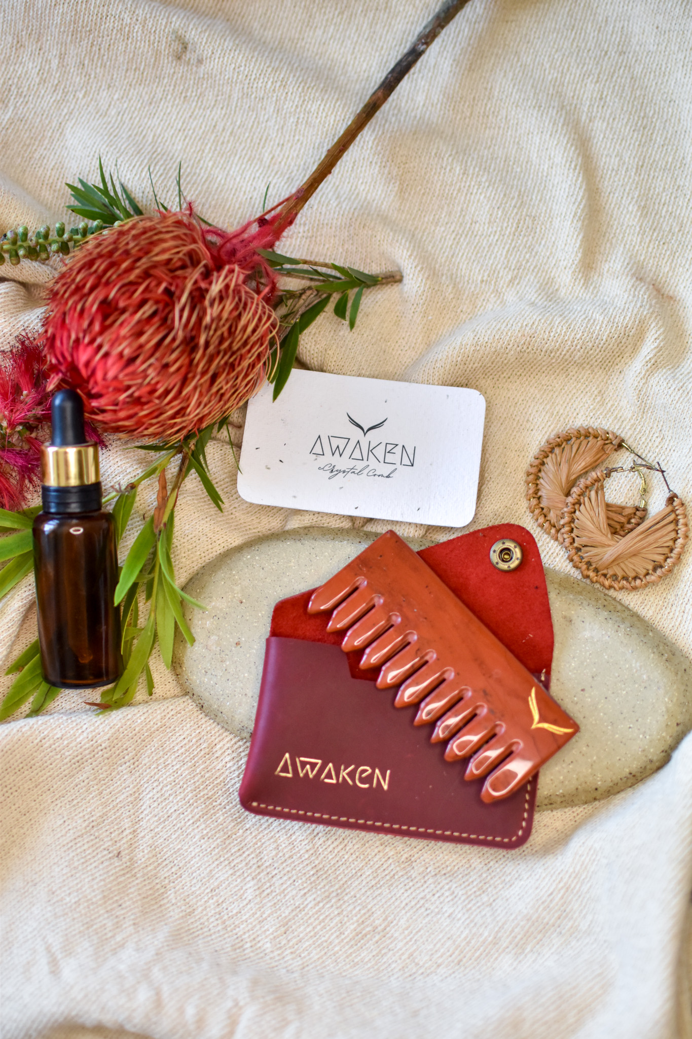Red Jasper Crystal Comb
