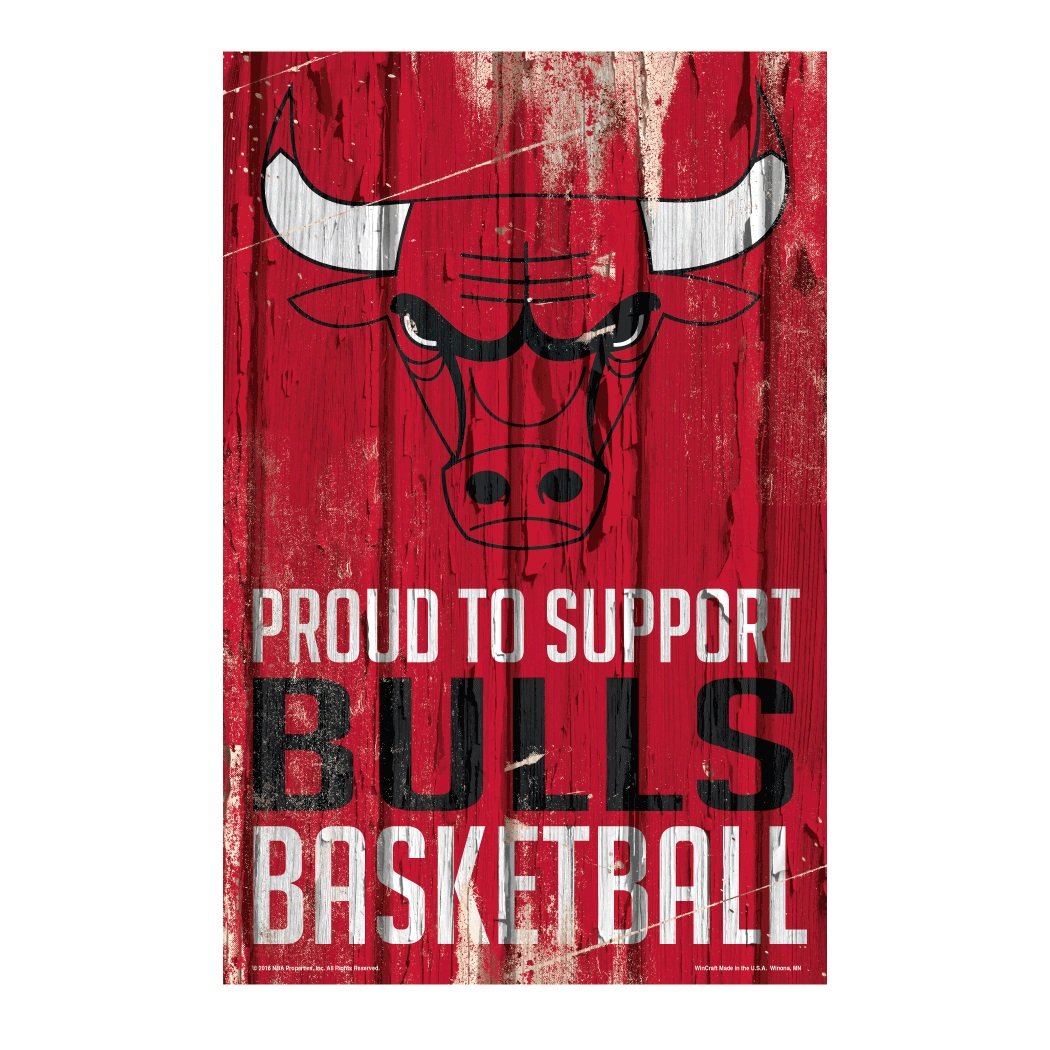 Chicago Bulls Proud to Support Wooden Sign 11x17"