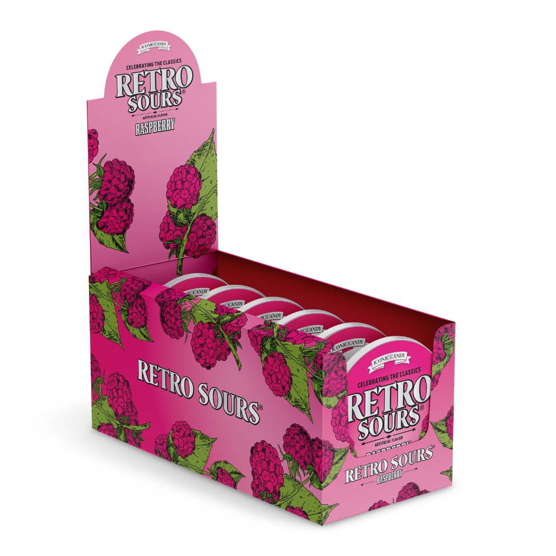 Retro Sours Raspberry Hard Candy 2.12 oz 8 ct Tray