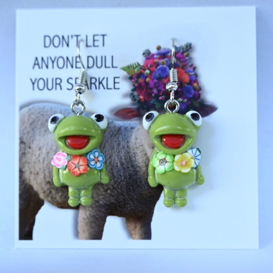 Frog Flower Earrings
