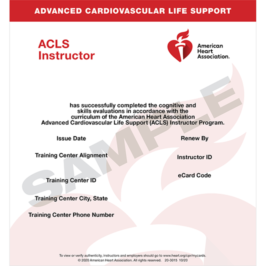 American Heart Association Advanced Cardiac Life Support Instructor eCard