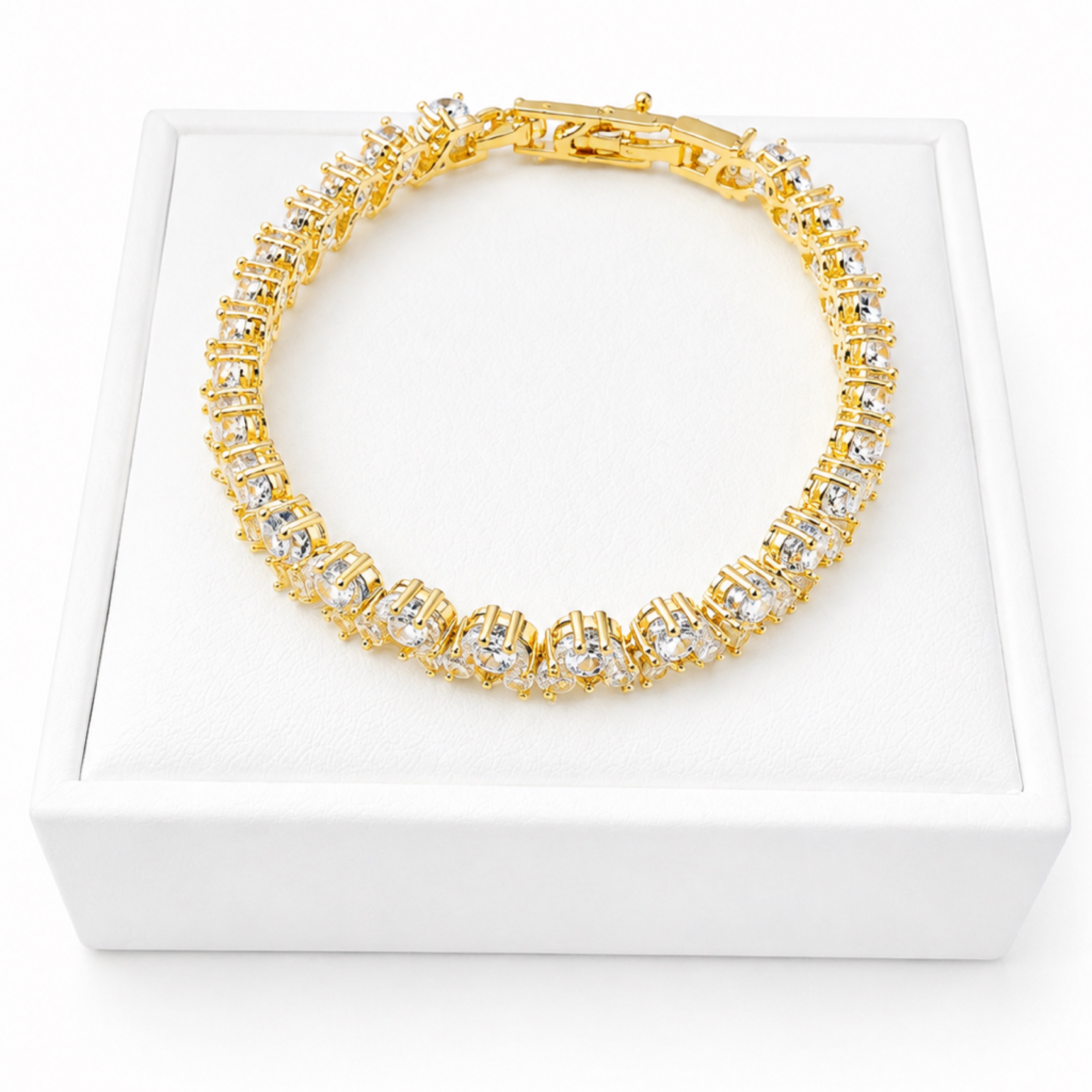 8”  Gold Tennis Tear Bracelet 