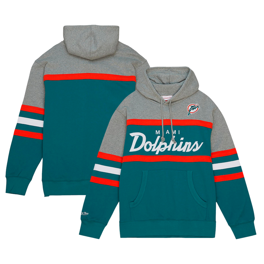 Miami Dolphins Retro Script Mitchell and Ness Hooded Sweatshirt