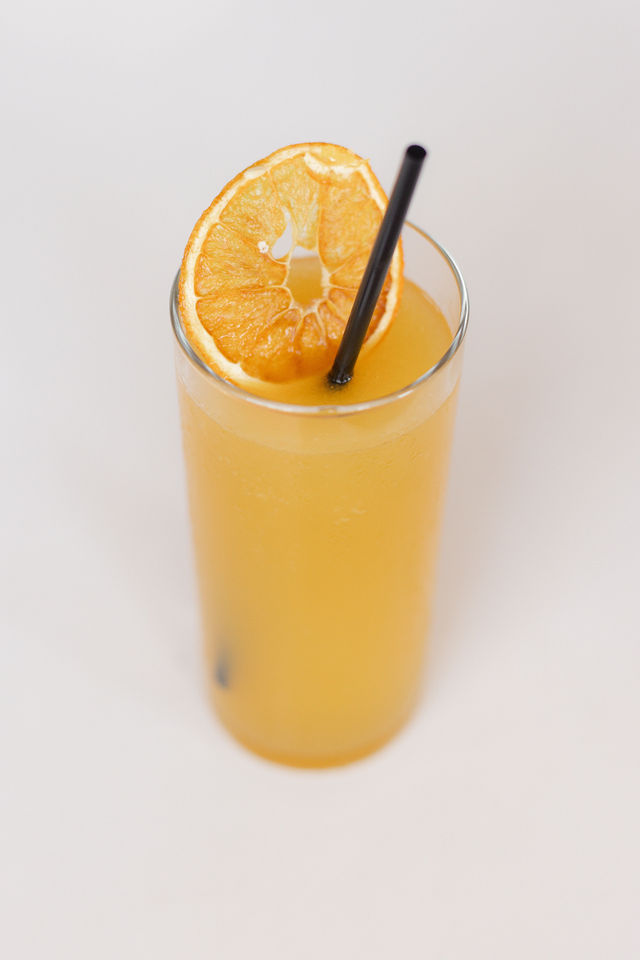 Desert Sunset — montelobos mezcal, orange cardamom, bitters; our take on a mezcal old fashioned