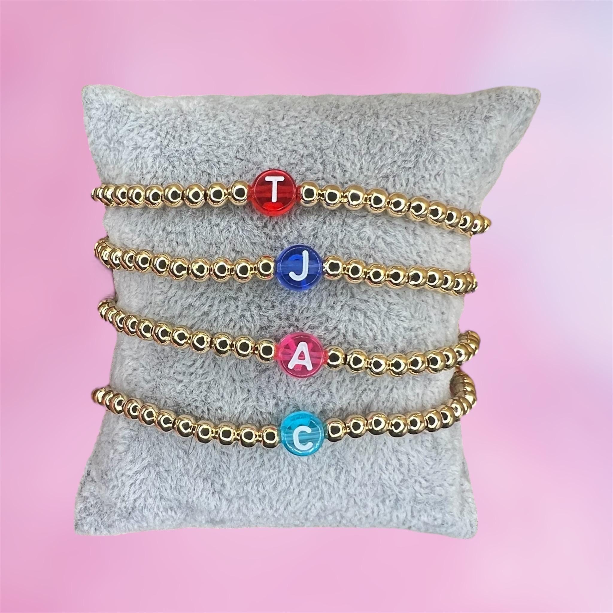 Custom Name initial Bracelet: Personalized Beaded Word Bracelet