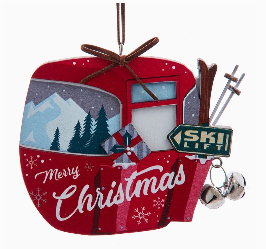 Merry Christmas Wood Gondola Ornament