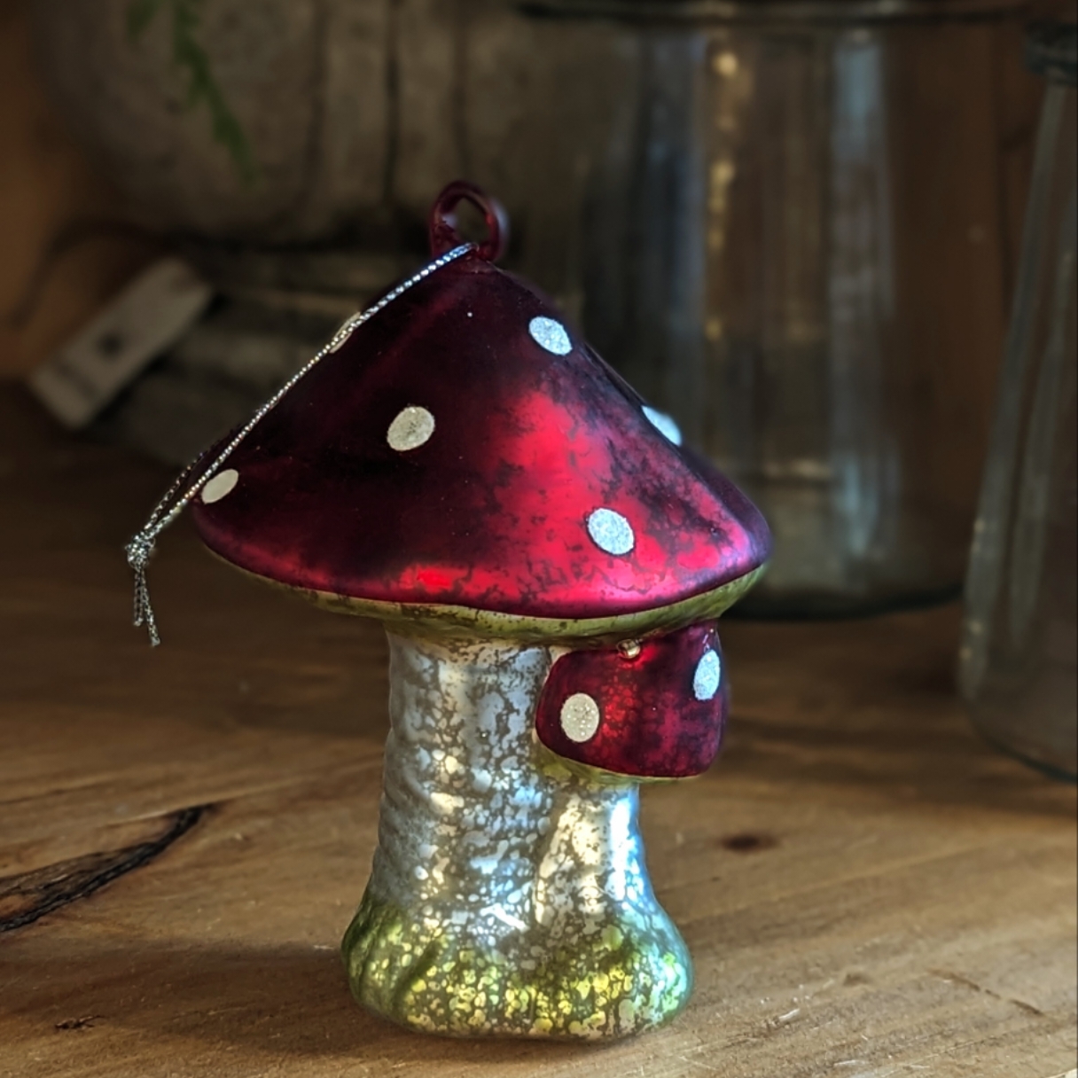 Glass mushroom ornament