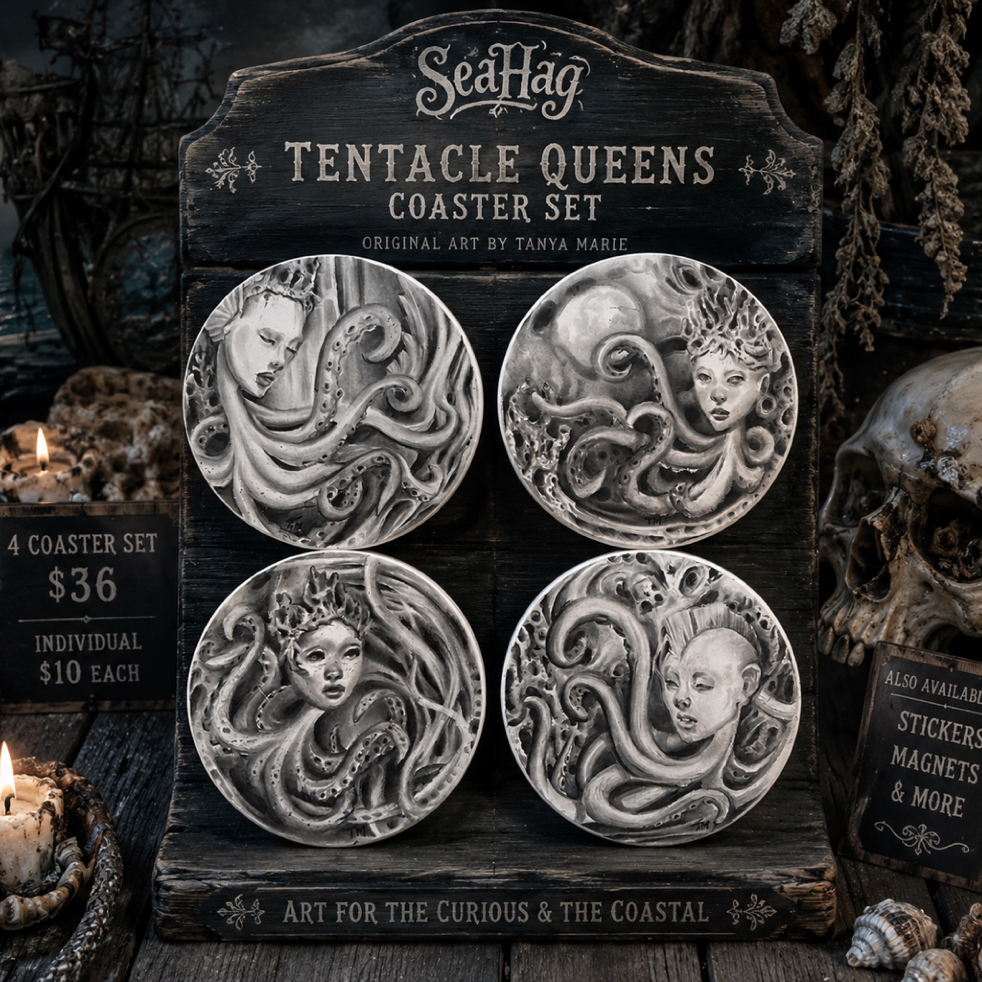 Seahag octocreature coaster set
