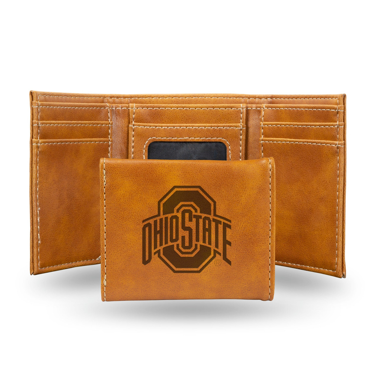 Ohio State Buckeyes Laser Engraved Trifold Leather Wallet