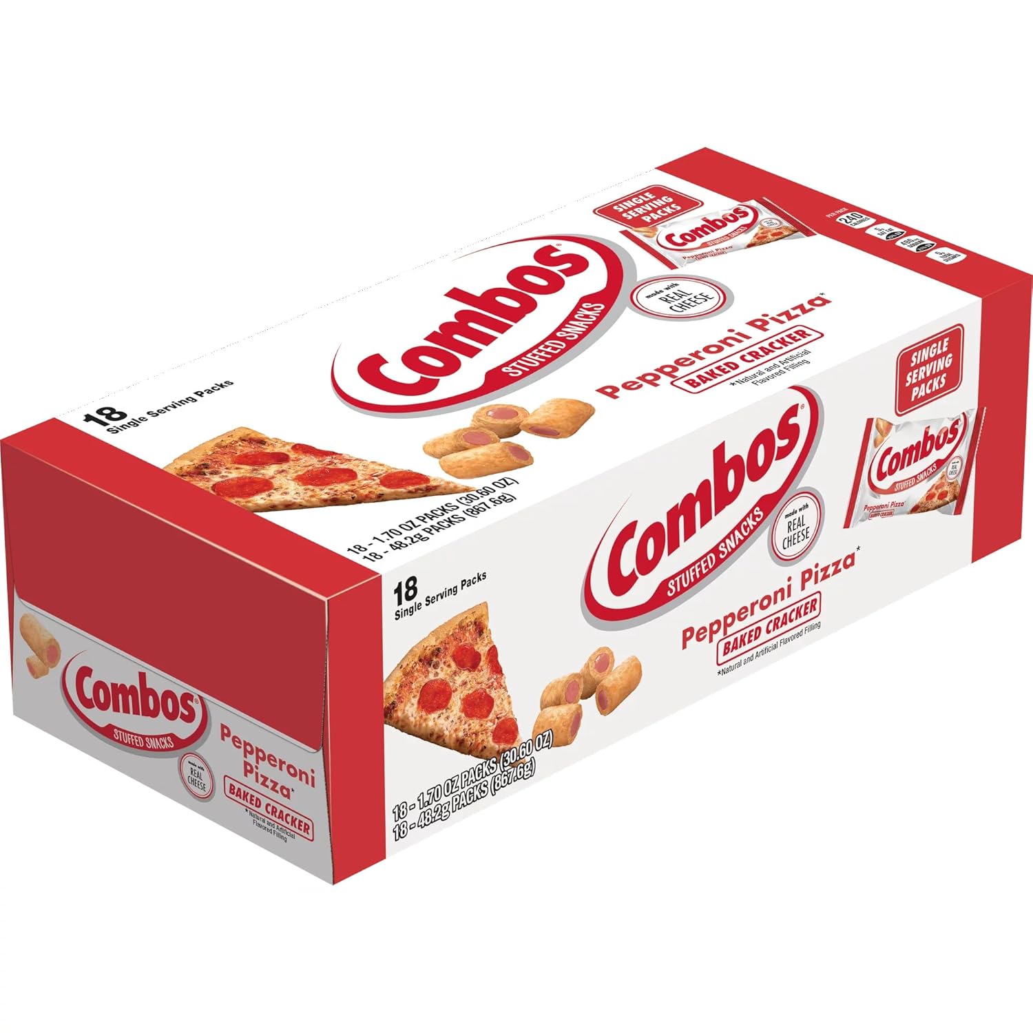 Combos Pepperoni Pizza Cracker Snack 1.8 oz 18ct Tray