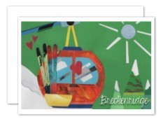 Red Gondola Green Winter Notecard