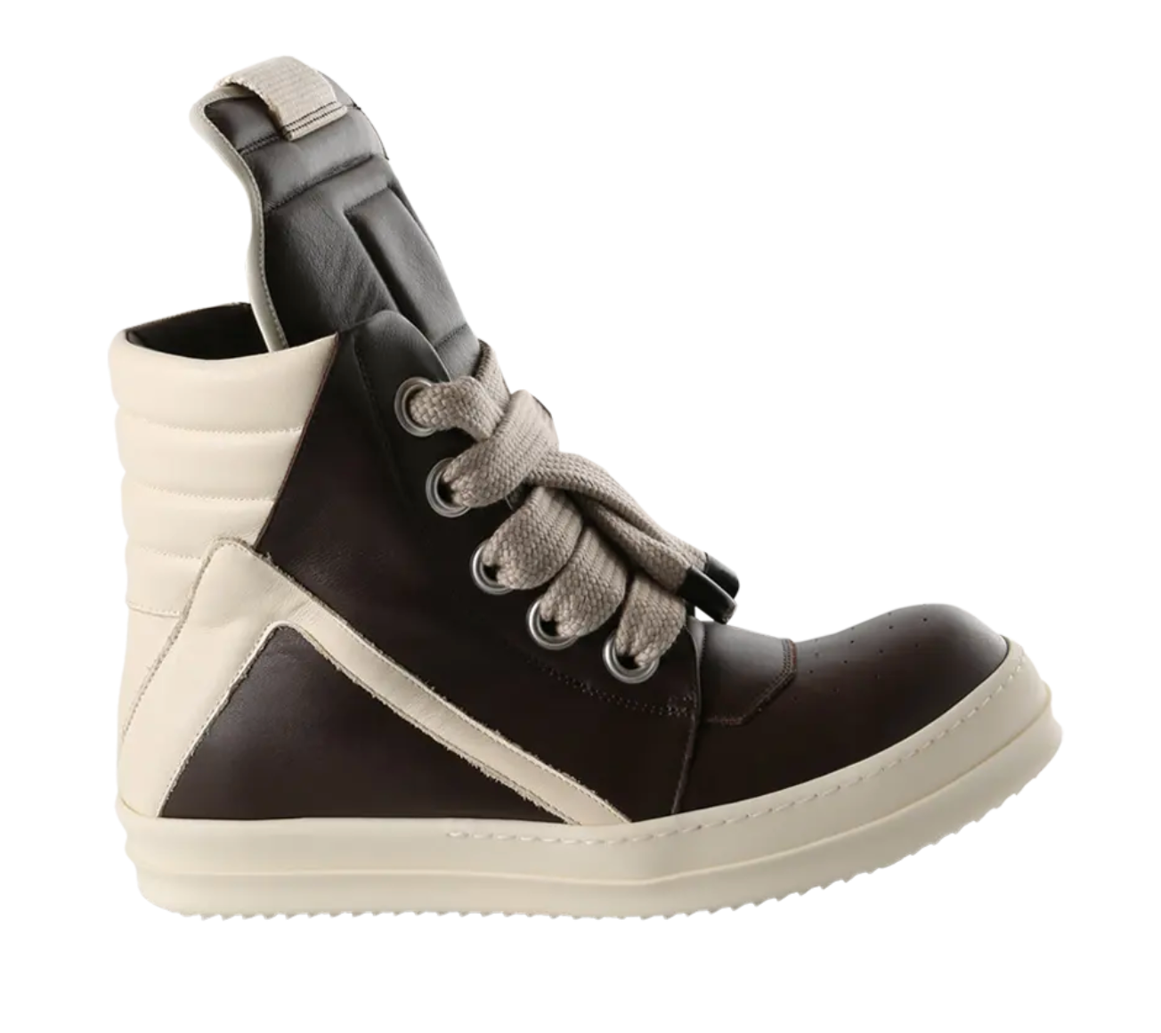 Rick Owens Black Temple Jumbolace Geobasket Sneaker 'Macassar Milk' ( NEW )