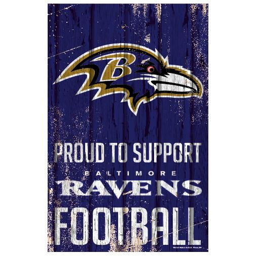 Baltimore Ravens Proud to Support Wooden Sign 11x17"