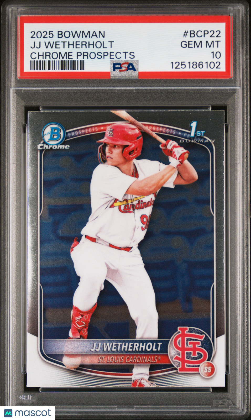 2025 Bowman Chrome Prospects JJ Wetherholt #BCP22 PSA 10