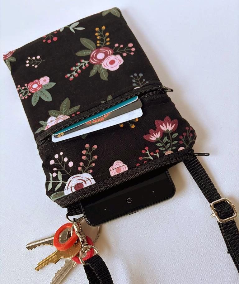 Small Crossbody Bag – Sweet Floral on Black, photo 4 of 6
