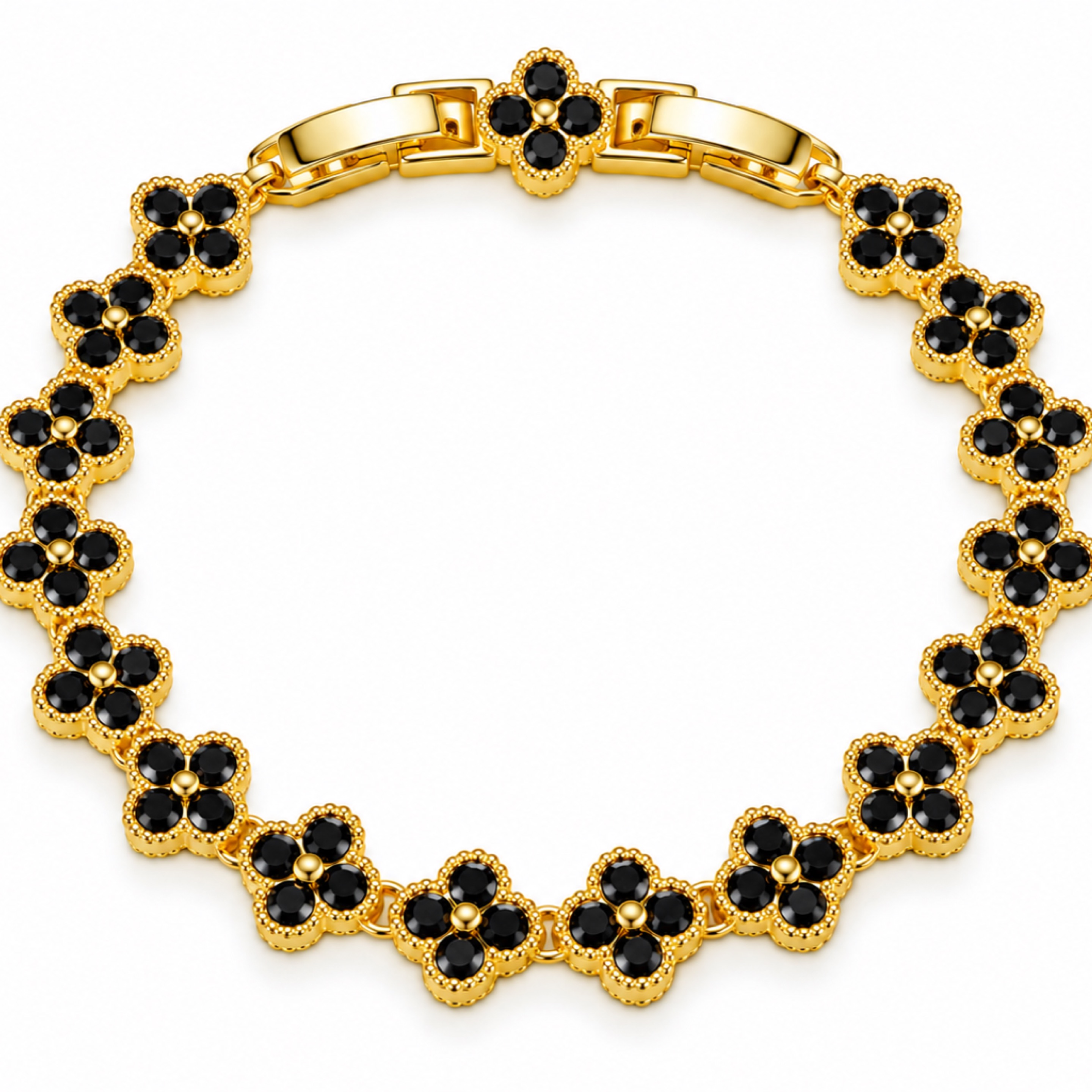 Small Clover  Bracelet Black Stone 