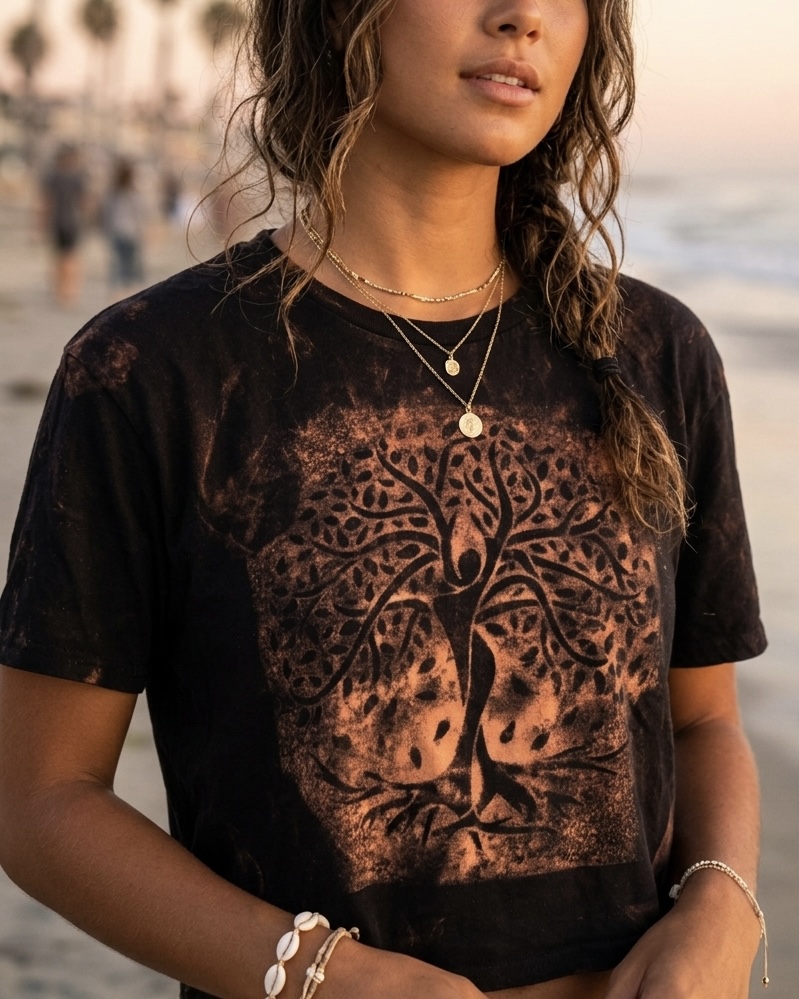 Tree Goddess Black Crop Top