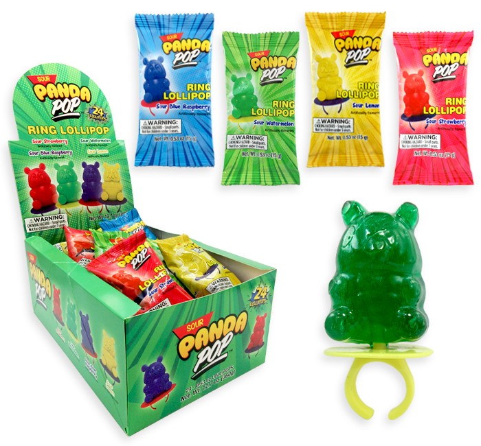 Panda SOUR Bear Ring  Lollipop 24 ct Tray