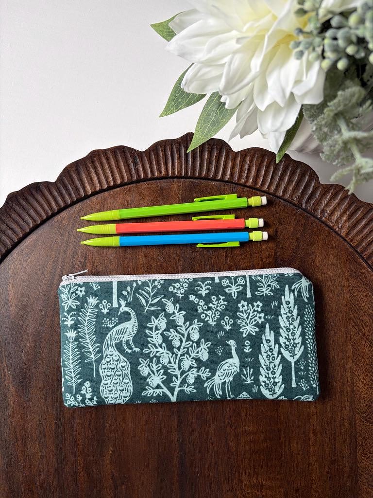 Pencil Pouch – Menagerie Silhouette Emerald, photo 4 of 6