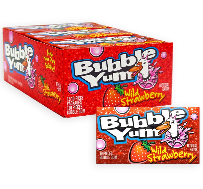 Bubble Yum Wild Strawberry Flavored Gum Pack 2.82oz 12ct