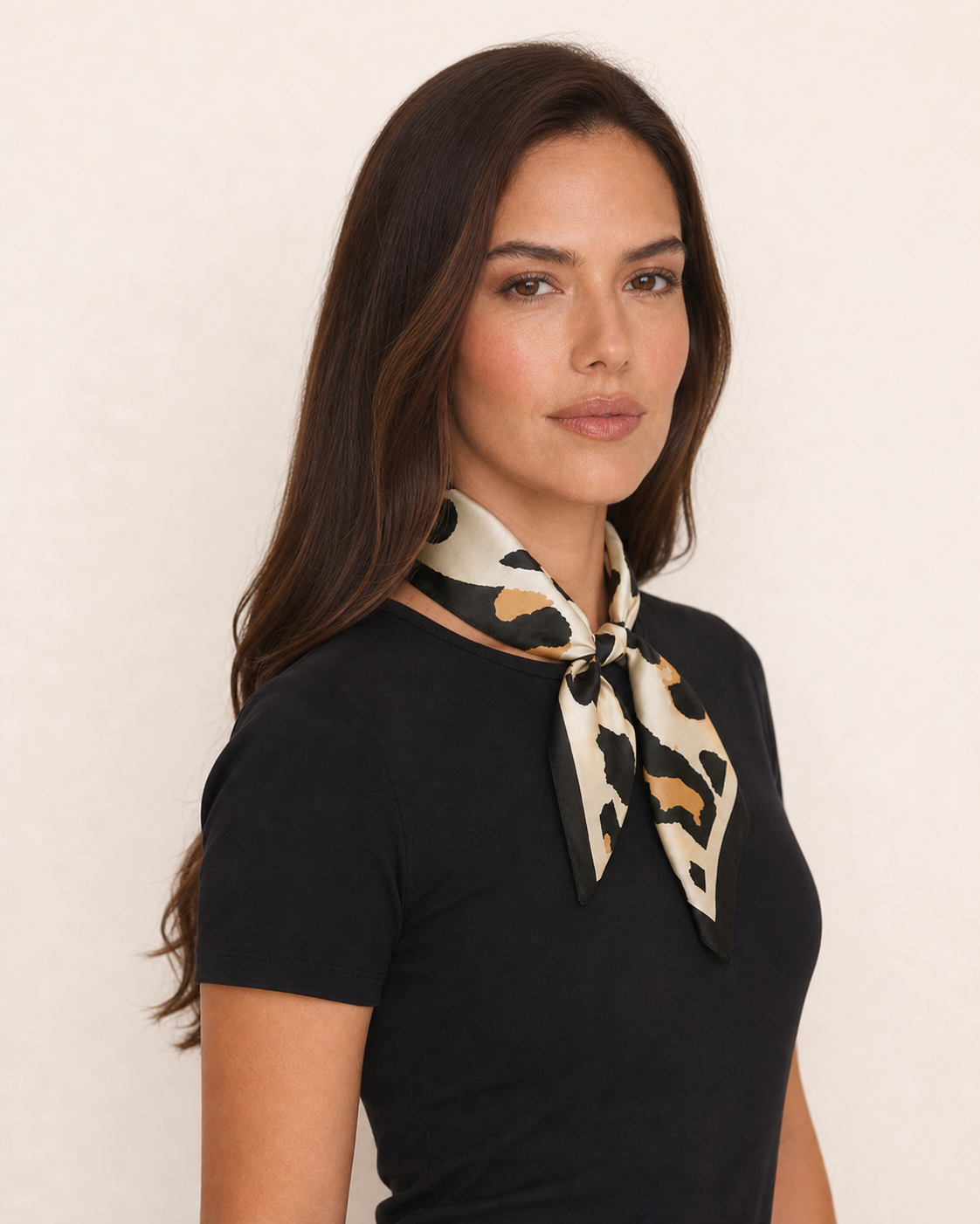 Leopard Print Satin Square Scarf Hair Wrap