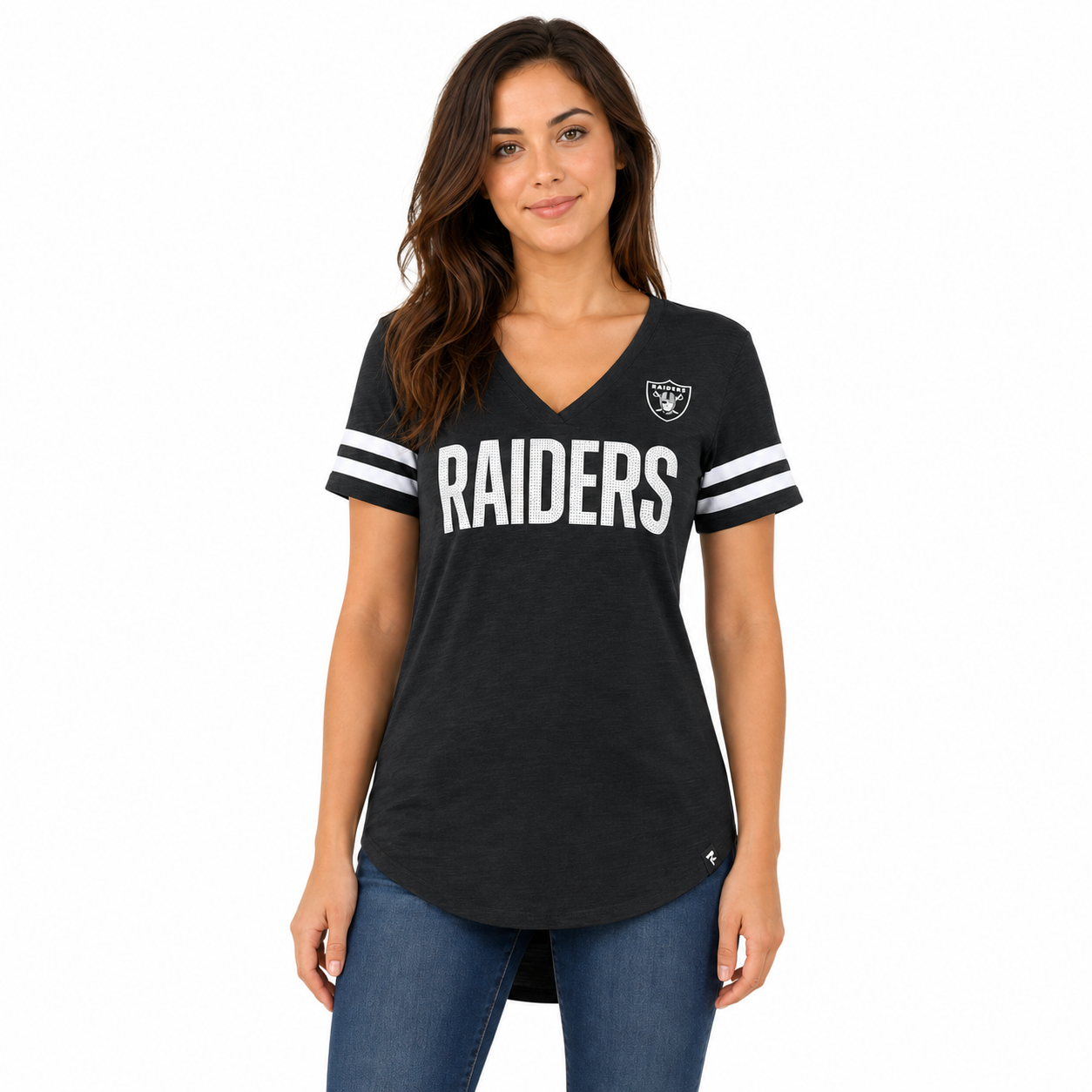 Las Vegas Raiders Ladies Speed Tested Rhinestone Shirt